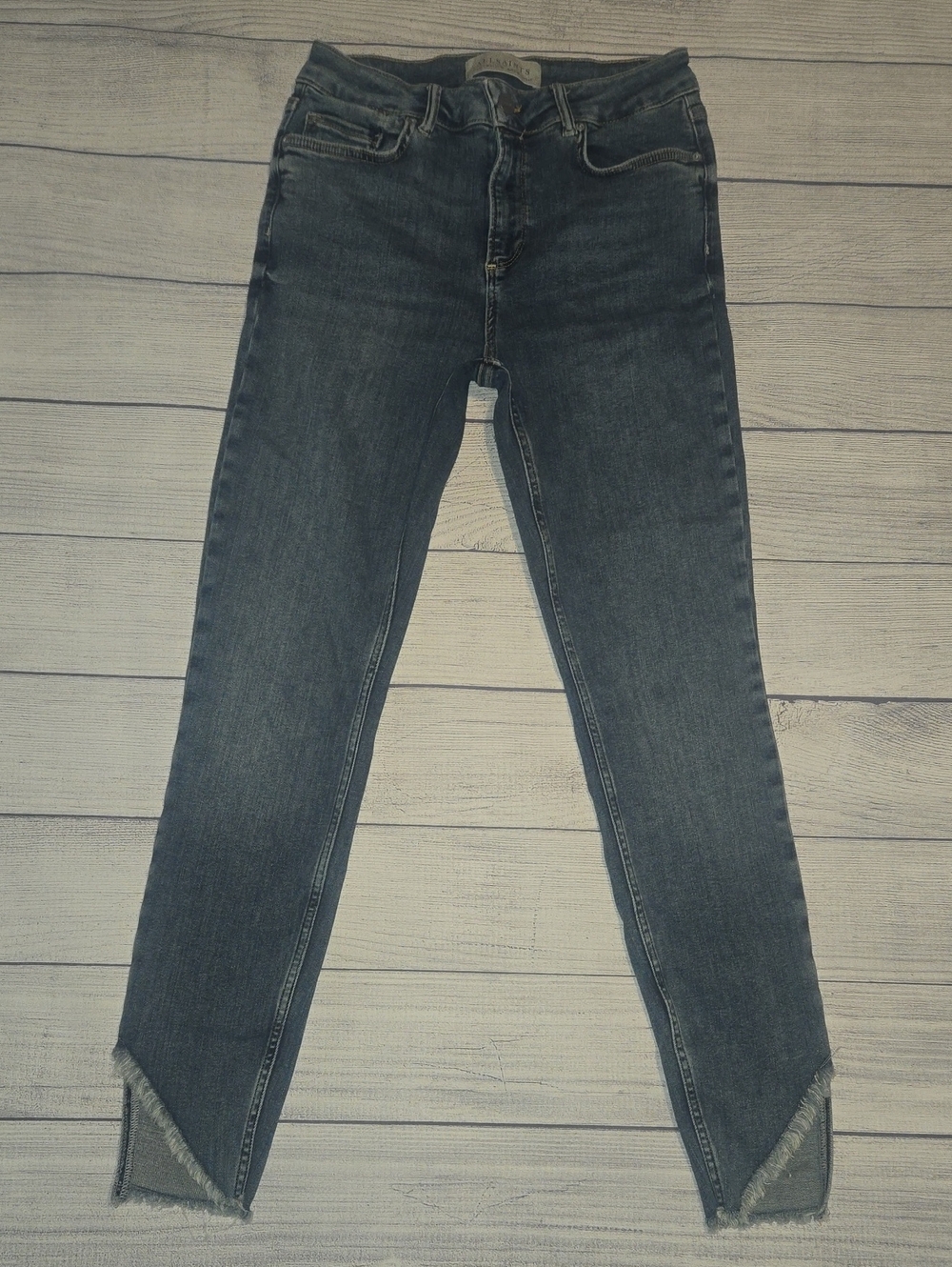 All Saints Dax Asymmetric Hem Jeans Mediun Wash Size M